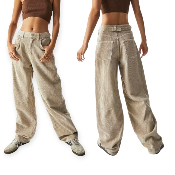 BDG Pants - BDG Cream Logan Cinch Back Corduroy Jeans Sz 26